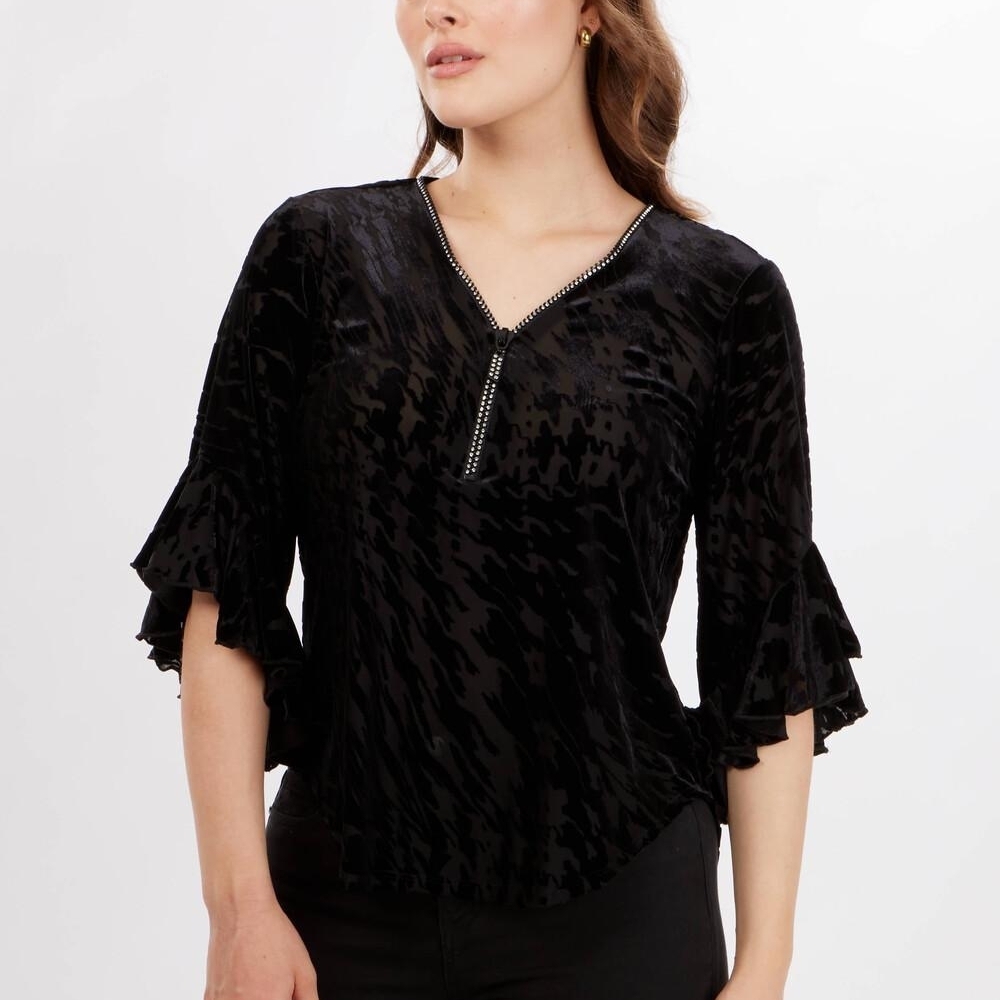 Animal Print V-Neck Blouse
